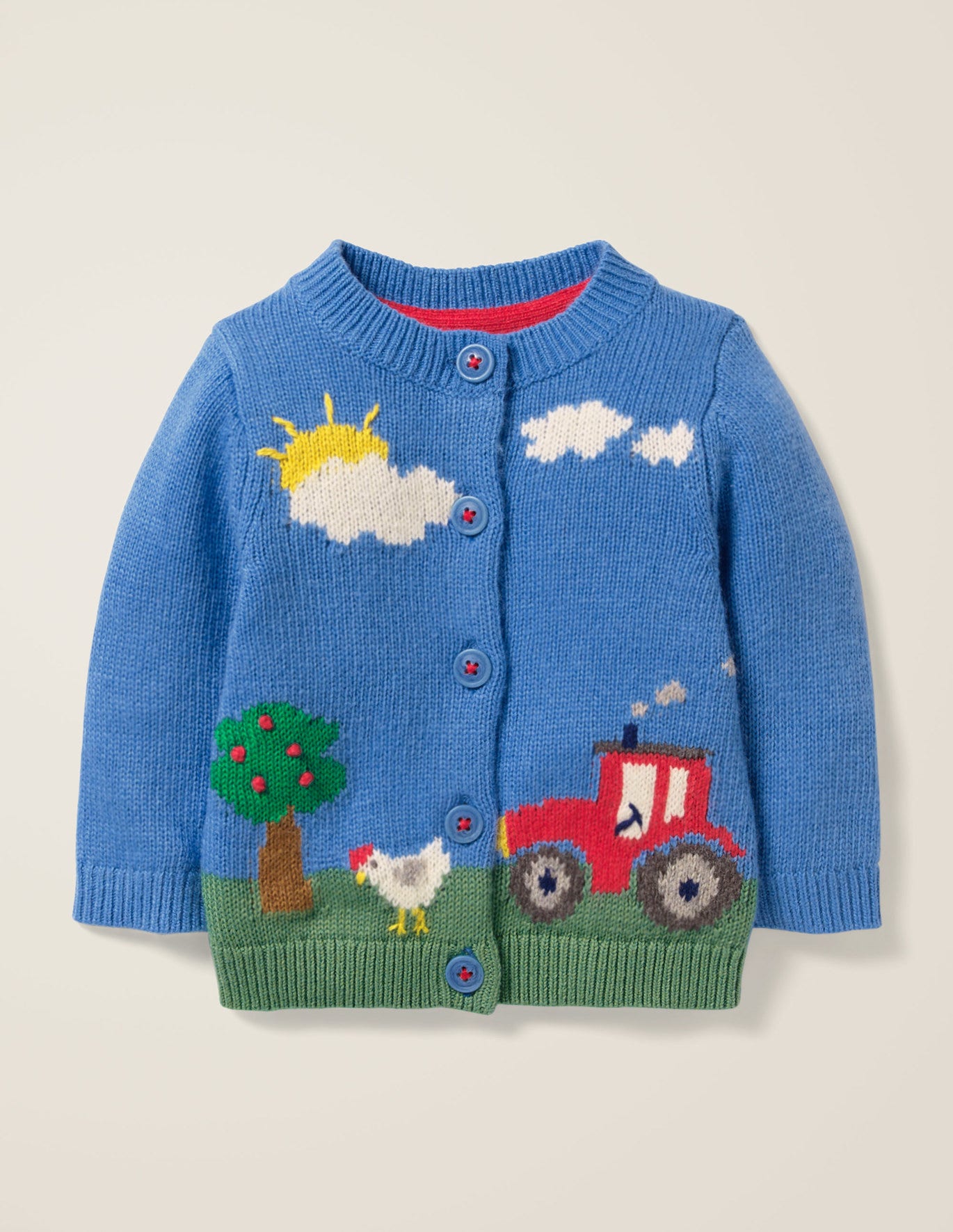 Farm Scene Cardigan - Elizabethan Blue Tractor